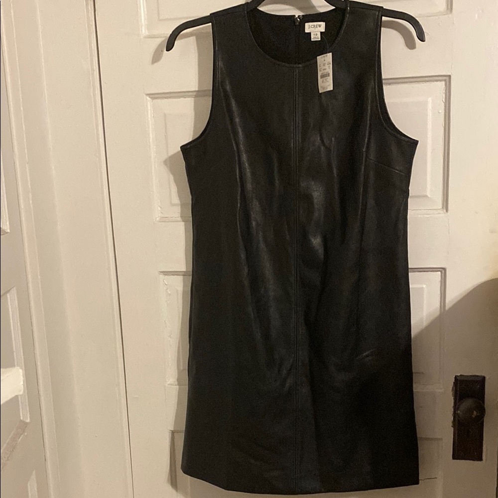 NWT J. Crew Black Leather Dress sz. 12